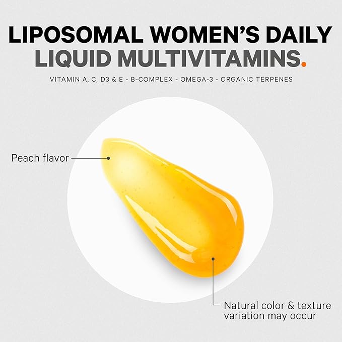 Codeage Liposomal Women's Daily Vitamins Liquid Pouch Formula, Vegan Omega-3 Liquid Multivitamin Supplement, Biotin, Vitamins A, B, C, D, E, Riboflavin, Berry - Non-GMO - 30 Pouches