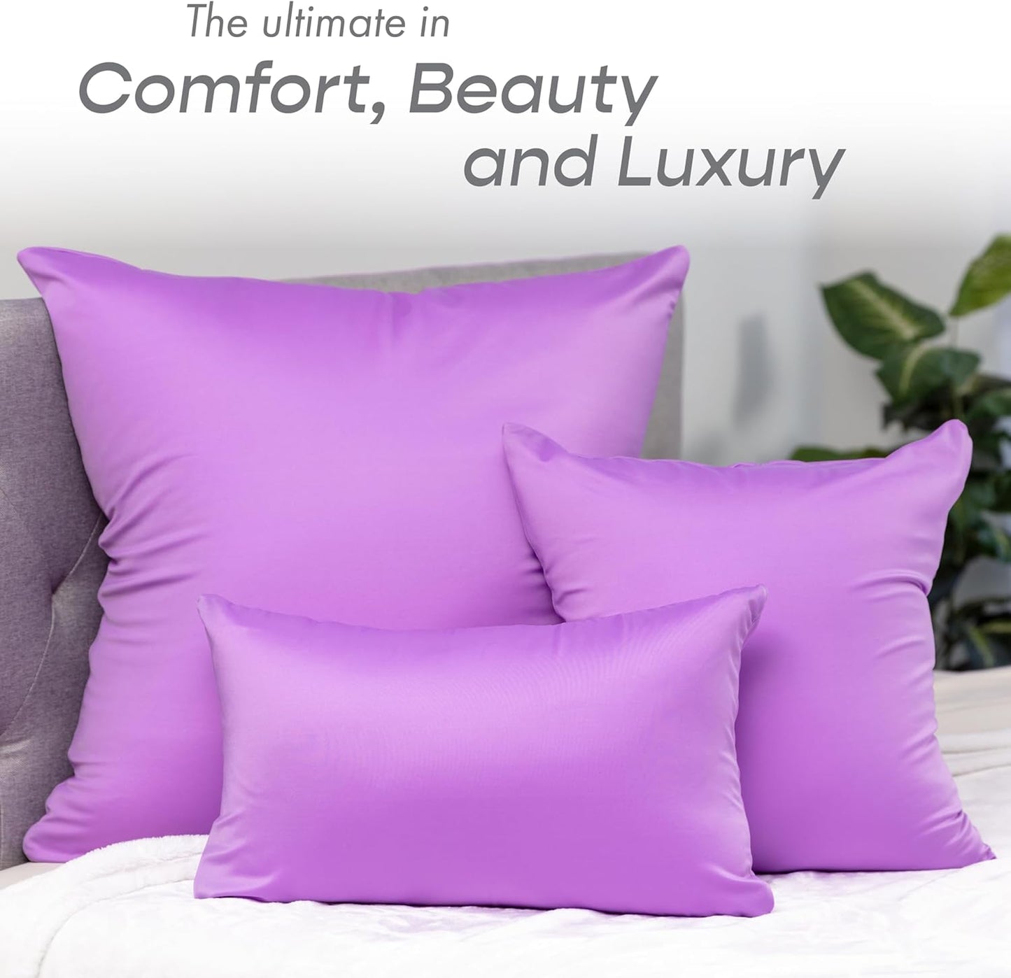 PILLOWY 12" x 20" Throw Pillow - Purple: 1 PCS Luxurious Premium Microbead Pillow with 85/15 Nylon/Spandex Fabric. Forever Fluffy, Outstanding Beauty & Support. Silky, Soft & Beyond Comfortable