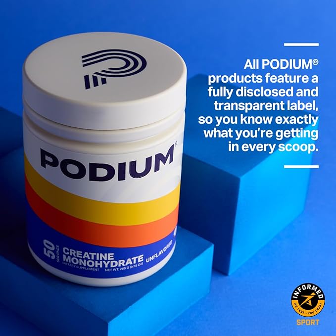 Podium Nutrition, Solos | Creatine Monohydrate, 50 Servings, Unflavored, Boost Athletic Performance