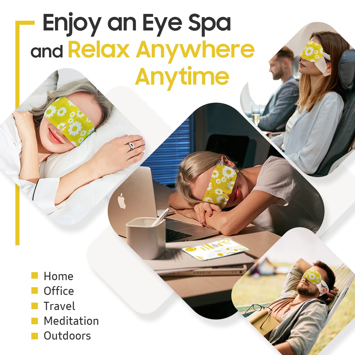30Packs Steam Eye Mask, Heated Eye Mask Warm Compress for Eyes, Self Heating Warm Eye Masks Disposable Steam Mask for Home Sleep, Spa, Travel Essentials & Relaxation Gifts (Chamomile)