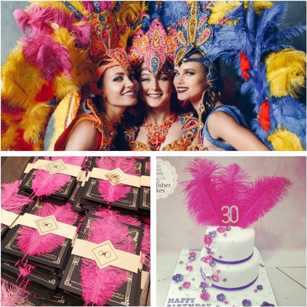 Ballinger Fuchsia Large Ostrich Feathers - 24pcs 10-12inch Craft Feathers Bulk for r Party Centerpieces, Flower Arrangement and Home Decor