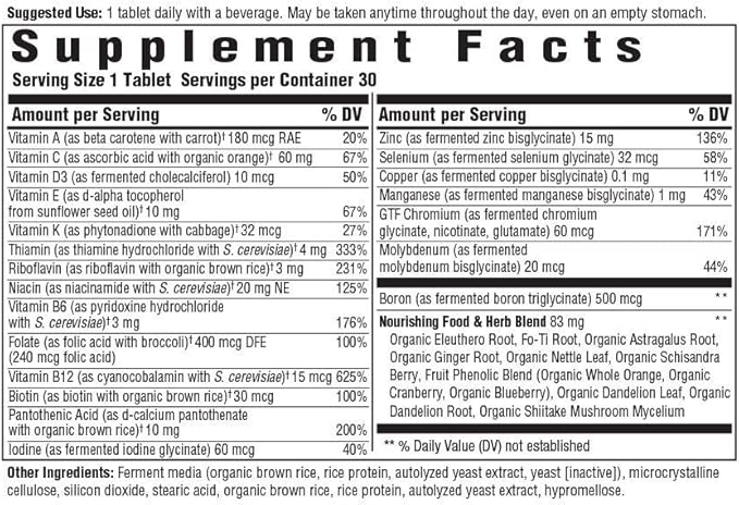 MegaFood One Daily Mens Multivitamins - Multivitamin for Men - Vitamin C, Vitamin D3 & Vitamin B12 - Muscle, Energy Metabolism & Immune Support - Vegetarian, Gluten Free - 30 Tablets, 30 Servings