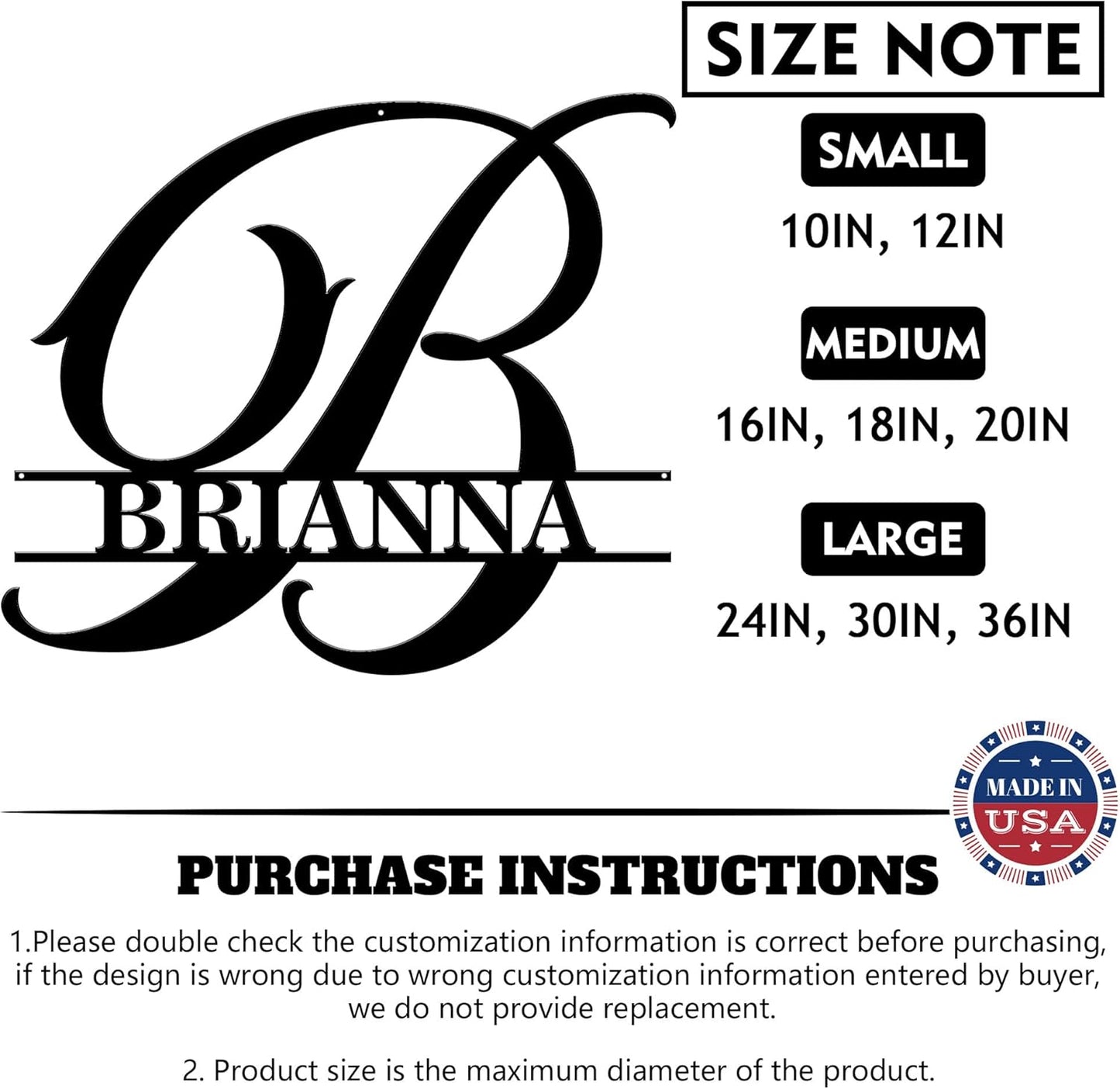 Custom Signs Outdoor Metal, Personalized Name Sign, Family Last Name Sign Home Decor, Initial Monogram Wall Metal Art, Customized Christmas Housewarming Wedding Gifts