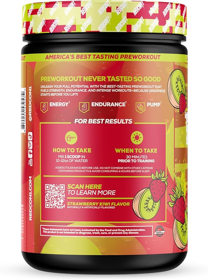 REDCON1 Total War Reloaded Pre Workout Powder, Strawberry Kiwi - Creatine, Beta Alanine + L-Citrulline Malate Keto Friendly for Men & Women with 350mg of Caffeine - Fast Acting (30 Servings)