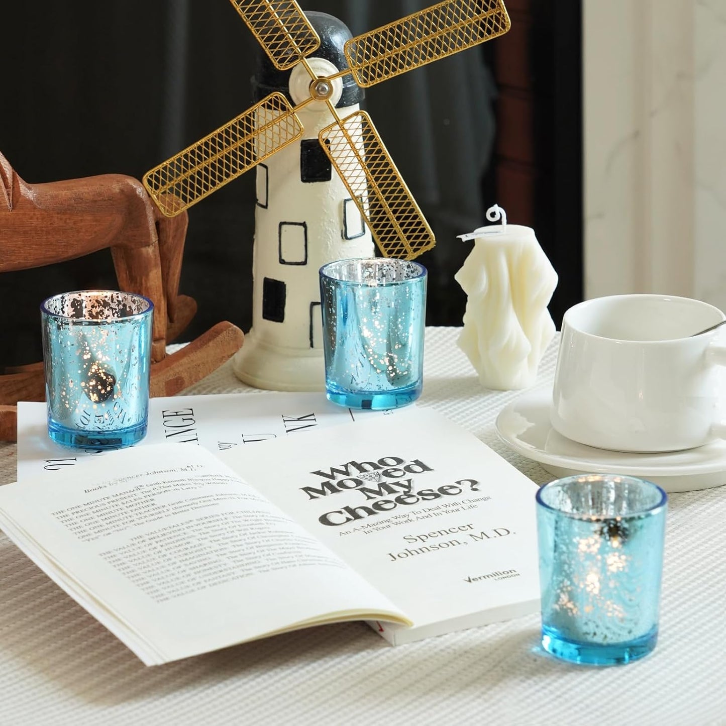 Homemory 36 Pcs Blue Votive Candle Holders, Mercury Glass Candle Holder, Tealight Candle Holders for Table Centerpieces, Baby Shower, Party, Anniversary, Wedding, Home Decor, Halloween, Christmas