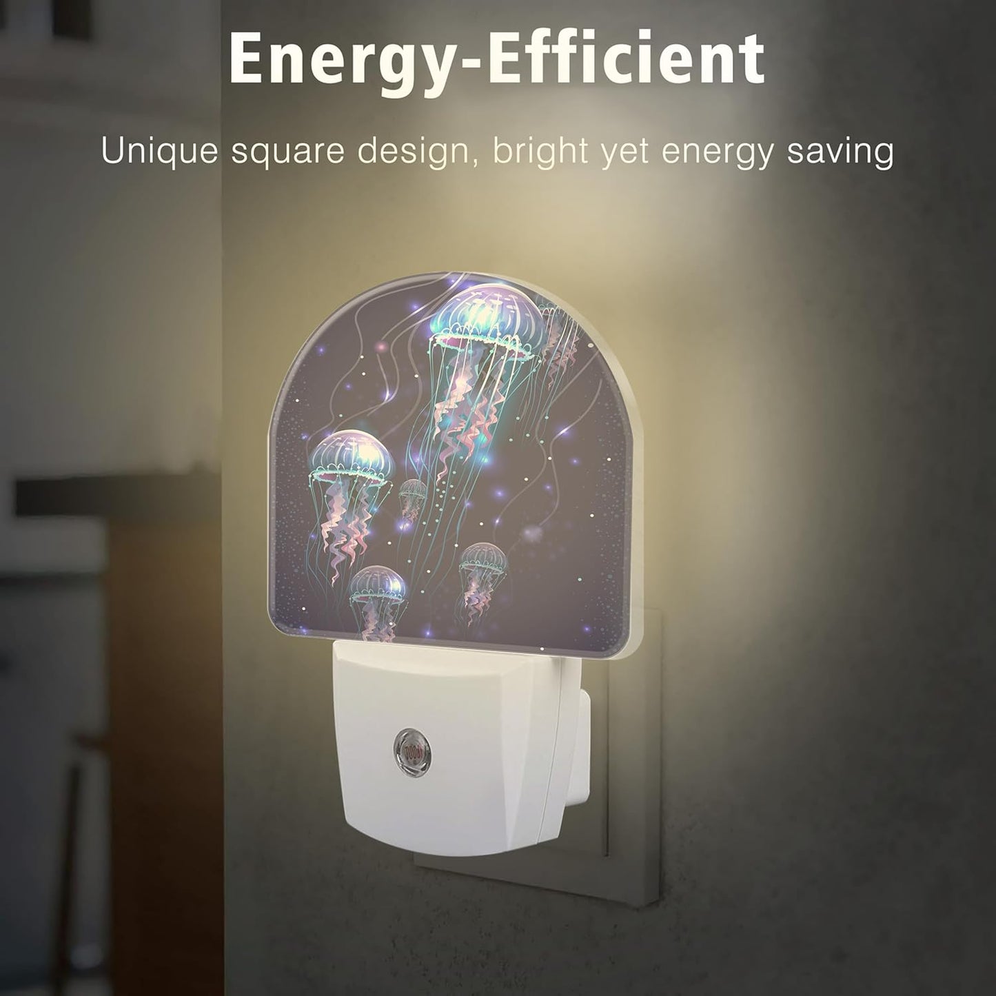 Glowing Jellyfishes Night Light Plug into Wall with Dusk to Dawn Light Sensors Jellyfishes Night Light LED Lamp for Bedroom Hallway Home Wall Decor Nightlight for Girls Boys Men Women