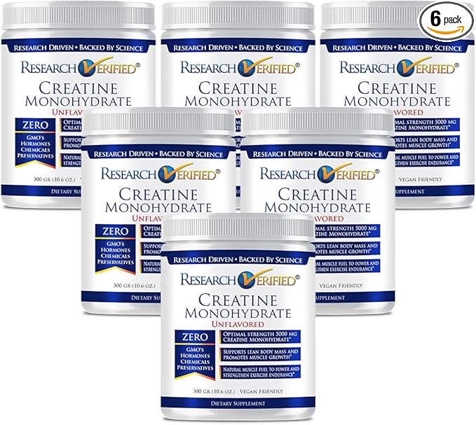 Research Verified Creatine Monohydrate - Support Optimal Muscle Growth, Enhance Performance - 5000mg Creatine Monohydrate - BioPerine - 360 Servings - Unflavored - Vegan