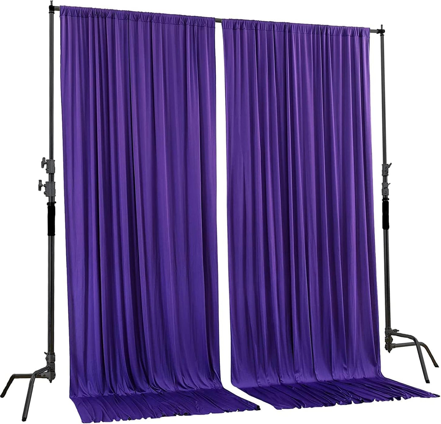 AK TRADING CO. 10 feet Wide x 12 feet Long Polyester Backdrop Drapes Curtains Panels with Rod Pockets - Wedding Ceremony Party Home Window Decorations - (Purple)