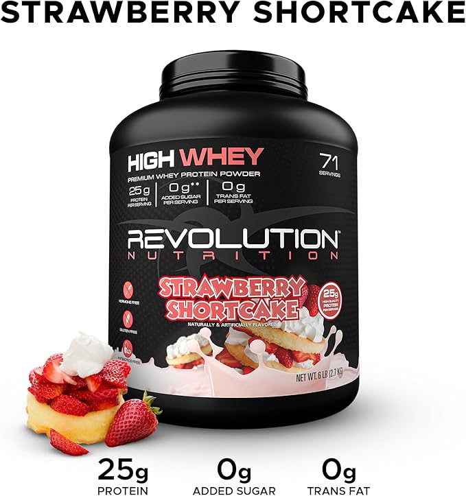 High Whey, Protein Powder 6LB, Whey Isolate, Gluten Free, Lean Muscle Mass For Men & Women, 25g of Protein Per Scoop, 908 g, 24 Servings (Strawberry Shortcake, 6 Pound)