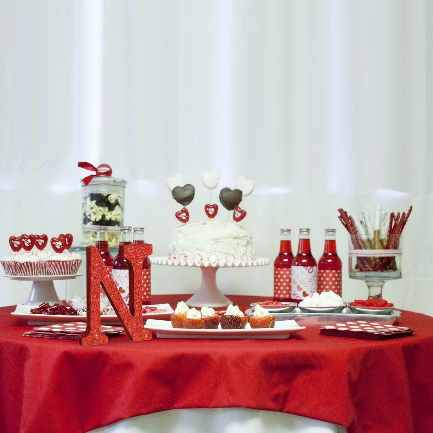 TONIFUL 8 Inch Red Glitter Letter N Table Centerpiece A-Z Red Birthday Party Decorations,Red Alphabet N for Birthday,Chrismas,Graduation,Bridal Shower,Wedding,Anniversary Party Supplies