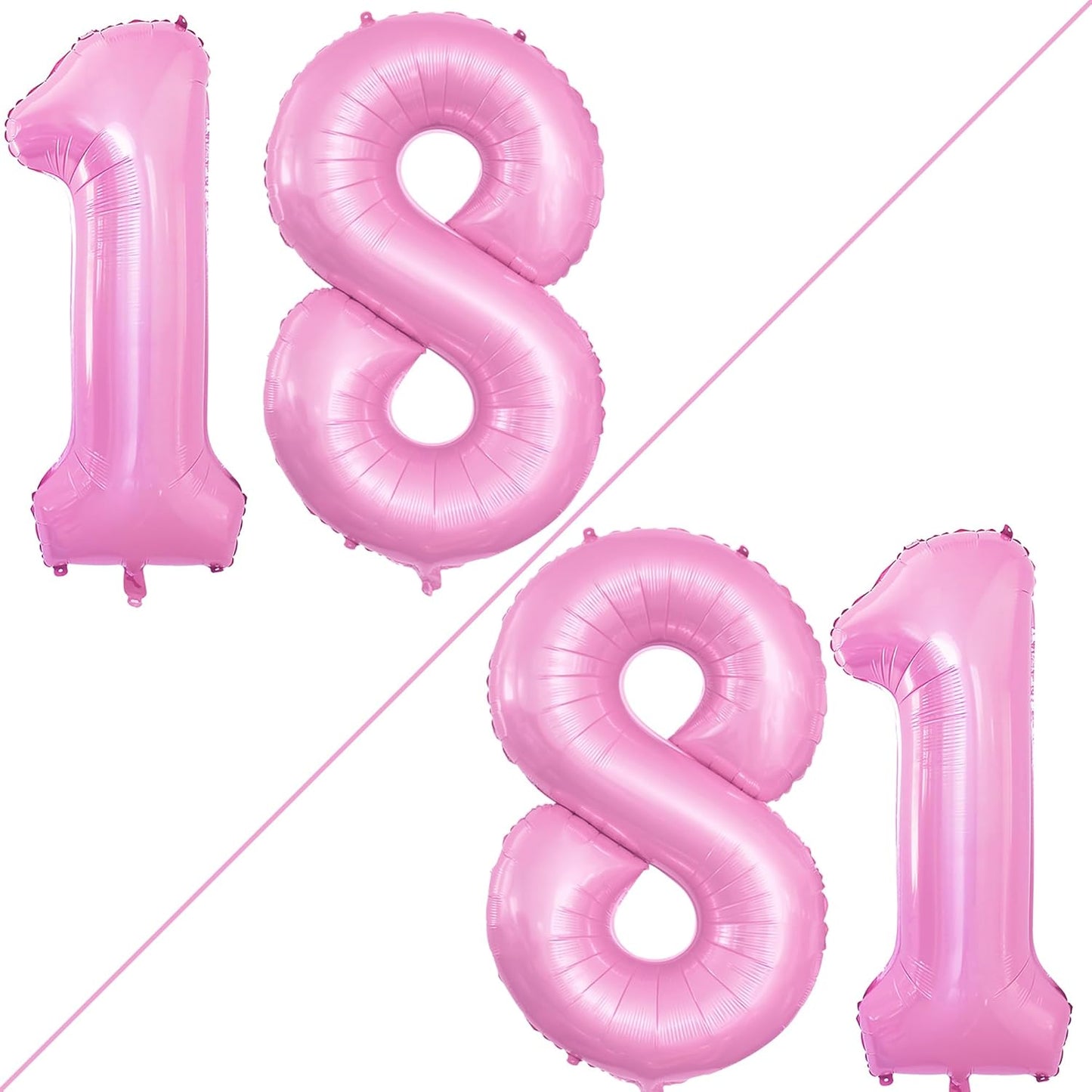 GOER Number 18 Balloons for 18th Birthday Sweet 18 Party Decorations,42 Inch Jumbo Foil Helium 81 Balloons for 81st Birthday Party Decoration (Light Pink)