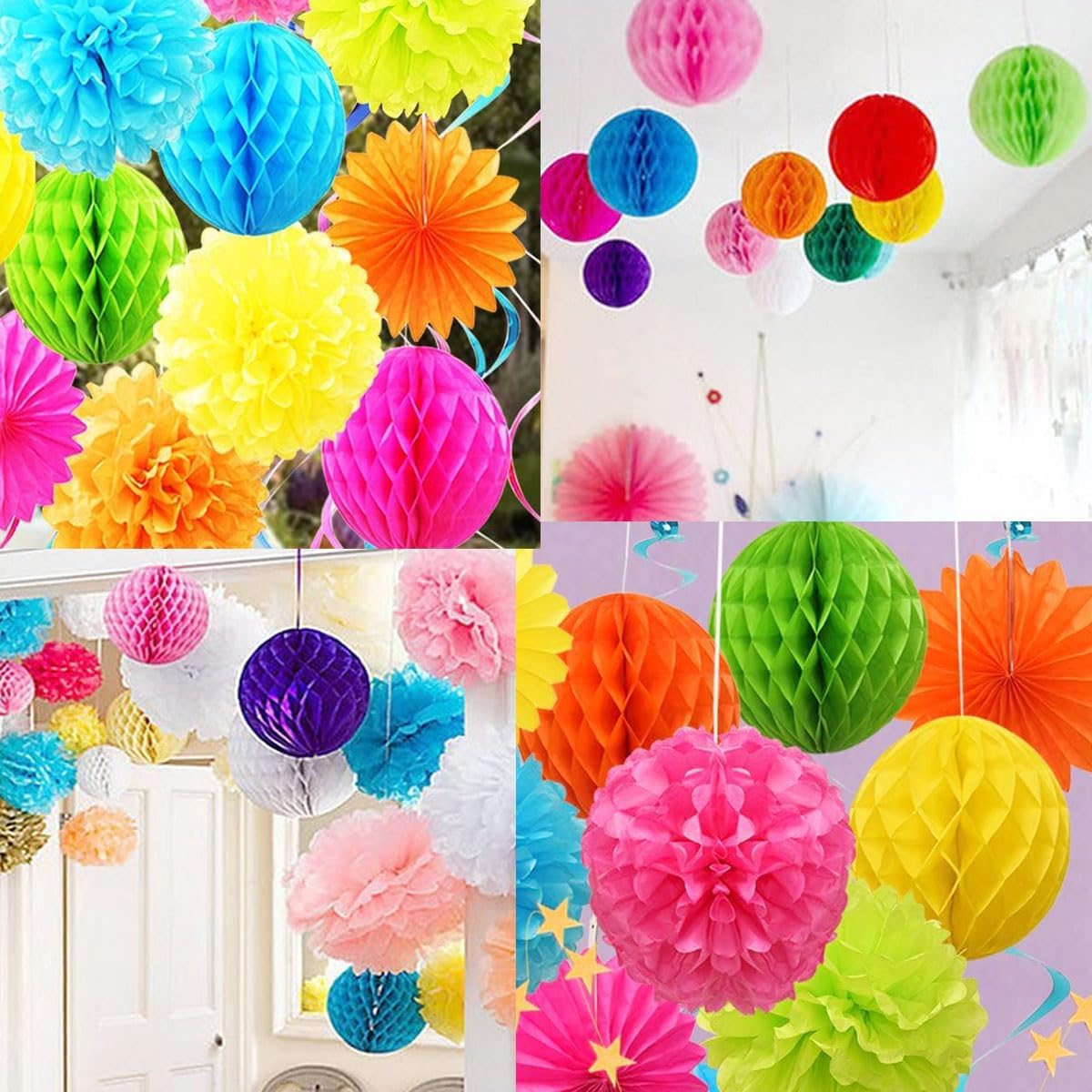 8pc Honeycomb Balls Party Decorations 6'' 8'' Tissue Paper Pom Poms Flower Balls Hanging Paper Honeycomb Balls for Party Baby Shower Birthday Wedding Nursery Wall Decor(6'' 8'' Orange kit)