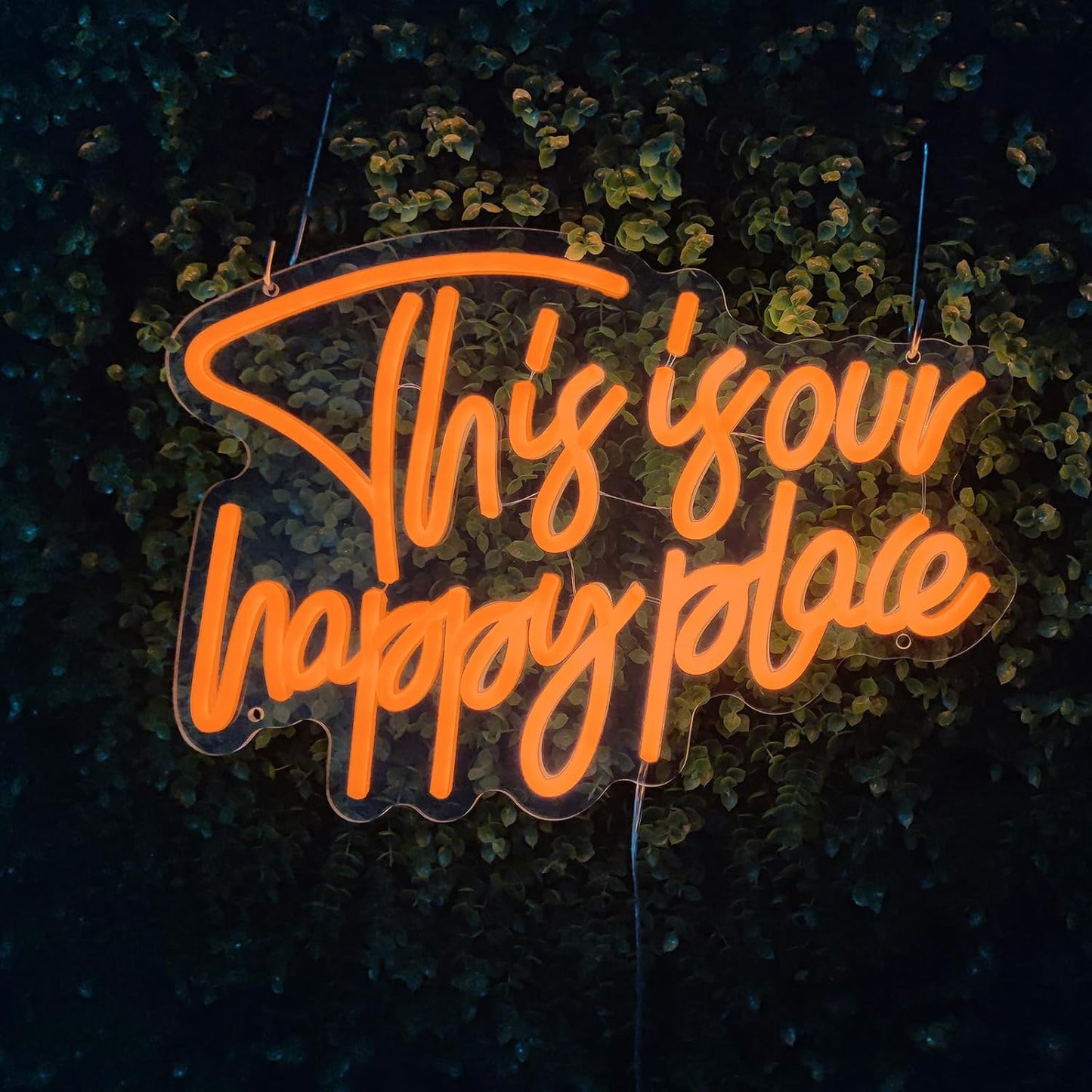 This is Our Happy Place Neon Signs for Wall Decor, My Happy Place LED Light Sign This is Our Place We Make The Rules Decor for Bedroom Man Cave Home Bar Birthday Party, 14.3" x 10"