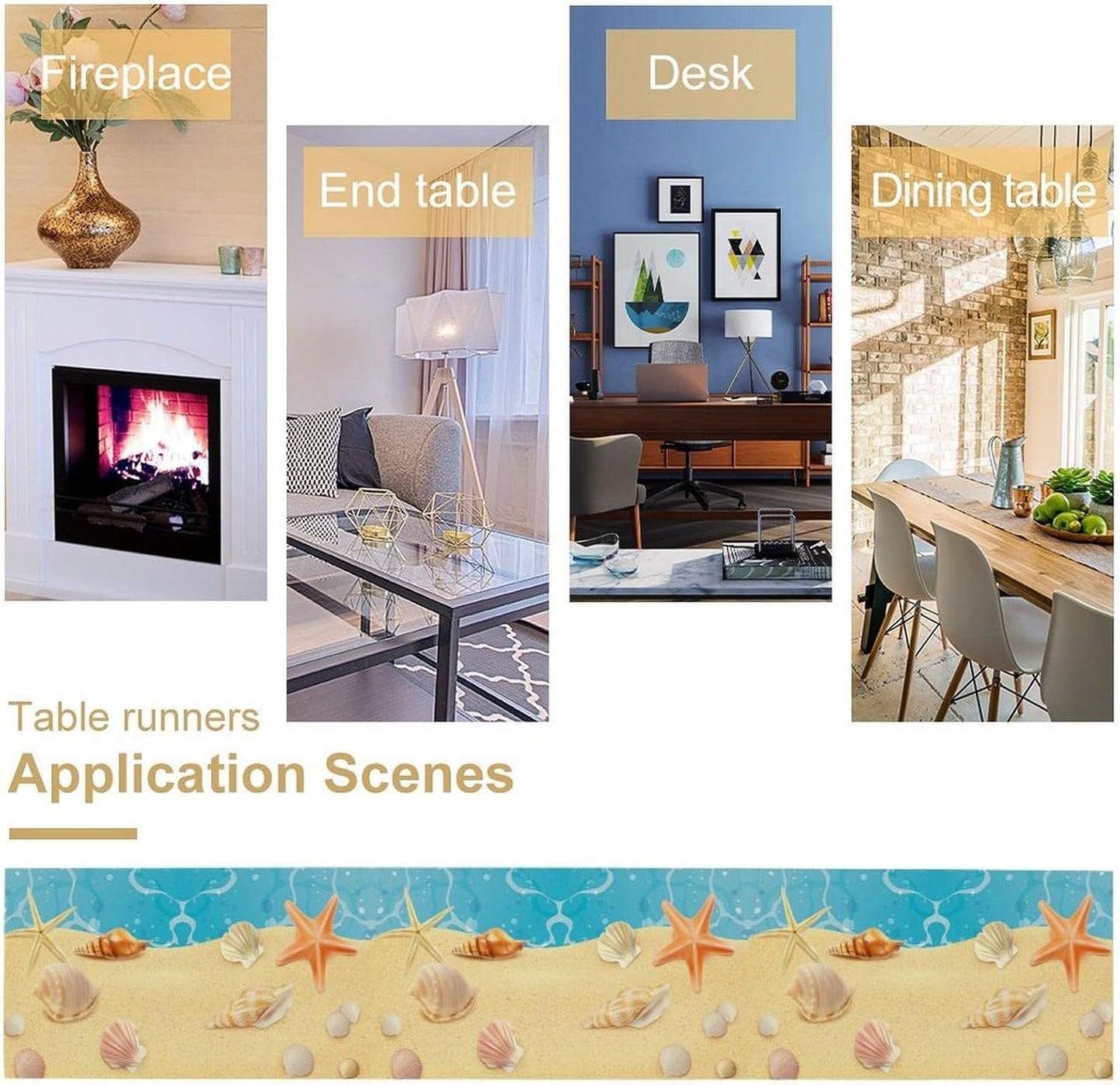 Sea Turtle Table Runner Marine Life Starfish Nautical Blue Green Ocean Theme Kitchen Table Decorations for Indoor Outdoor Home Party Decorations 13 * 90 Inch