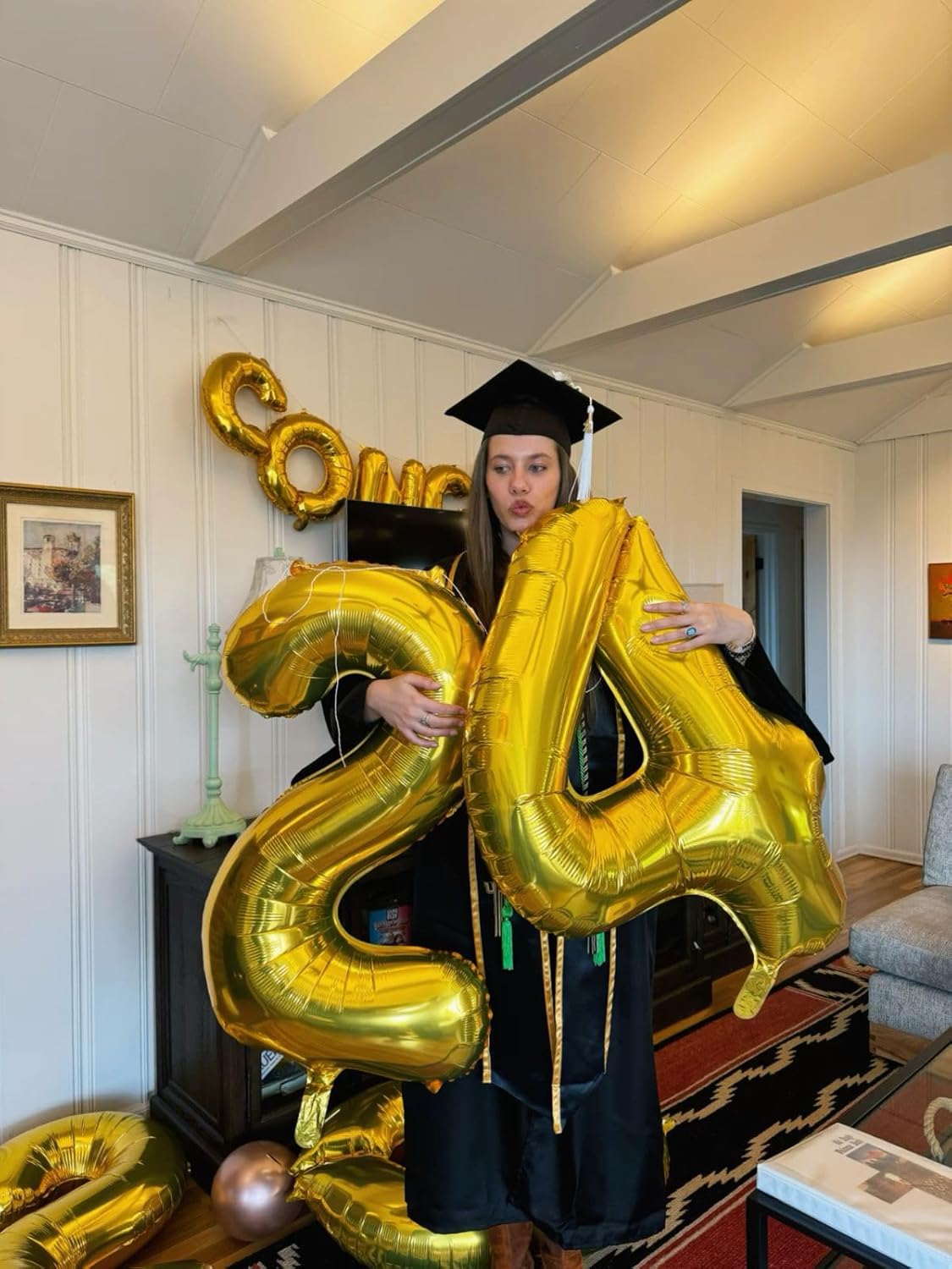 40 Inch Gold 0-9 Number Mylar Foil Balloons 2 Gold Digital Balloons for 2nd 12th 20th 21st Birthday Party Engagement Graduations Anniversary Baby Shower Decorations Party Supplies