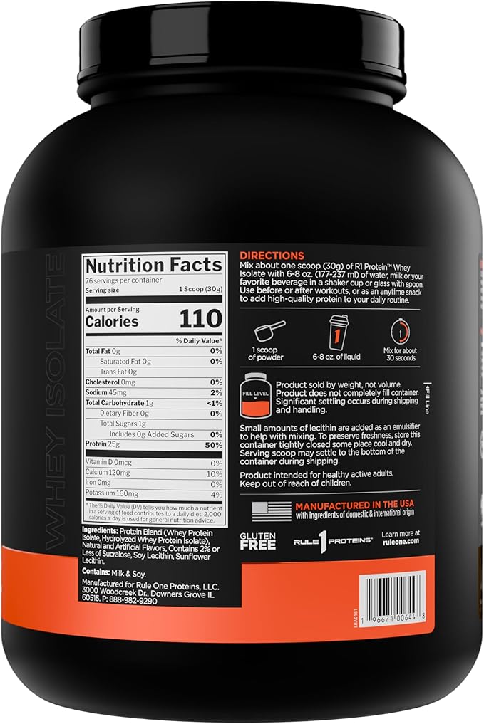 Rule 1 R1 Protein Whey Isolate - with 25g Protein & 6g BCAA Exclusively from Isolated & Hydrolyzed Sources for Workout Recovery (5 Pounds*, Vanilla Butter Cake)