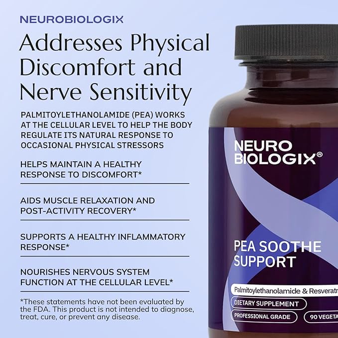 PEA Soothe Support Natural Relief Formula - PEA Supplement Featuring PEA & Resveratrol to Support Nerve Function & Reduce Sensitivity - Promotes Recovery, Mental Clarity, Energy & Everyday Balance