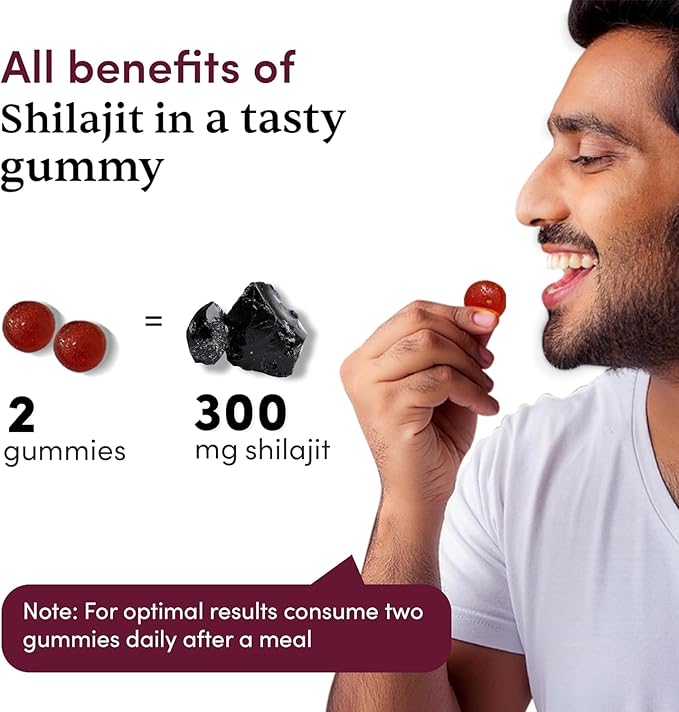Man Matters Shilajit Gummies Tamarind Flavor - Stamina & Vitality Supplement with Shilajit Resin & KSM-66 Ashwagandha, Purity Tested, 30 N Gummies, 85 gm