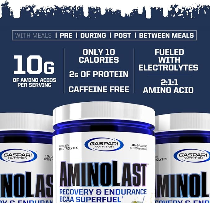 Gaspari Nutrition: AminoLast, Muscle Recovery and Endurance BCAA Fuel, Enhances Recovery & Replenishes Electrolytes, 30 Servings (Watermelon Blast)