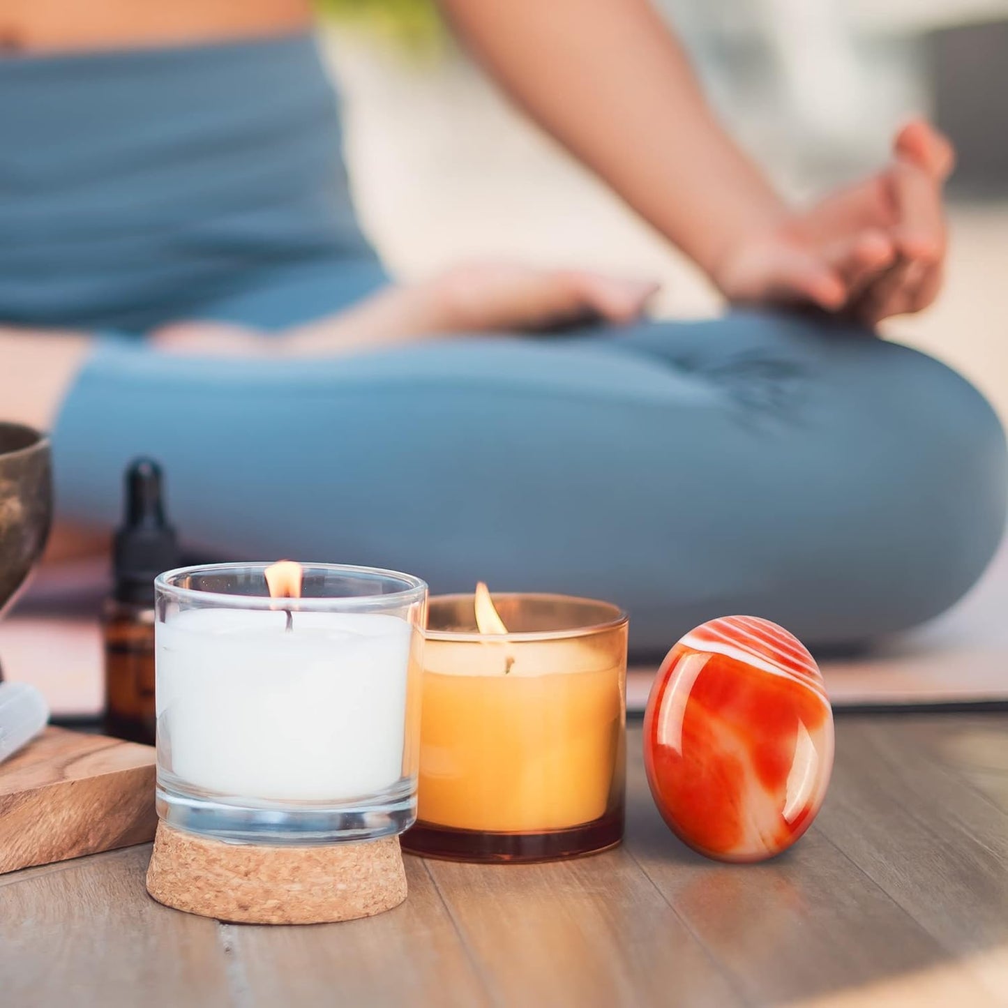 1.8 Inch Red Banded Carnelian Agate Crystals Thumb Worry Stones for Anxiety, Meditation, Yoga, Reiki, Gifts
