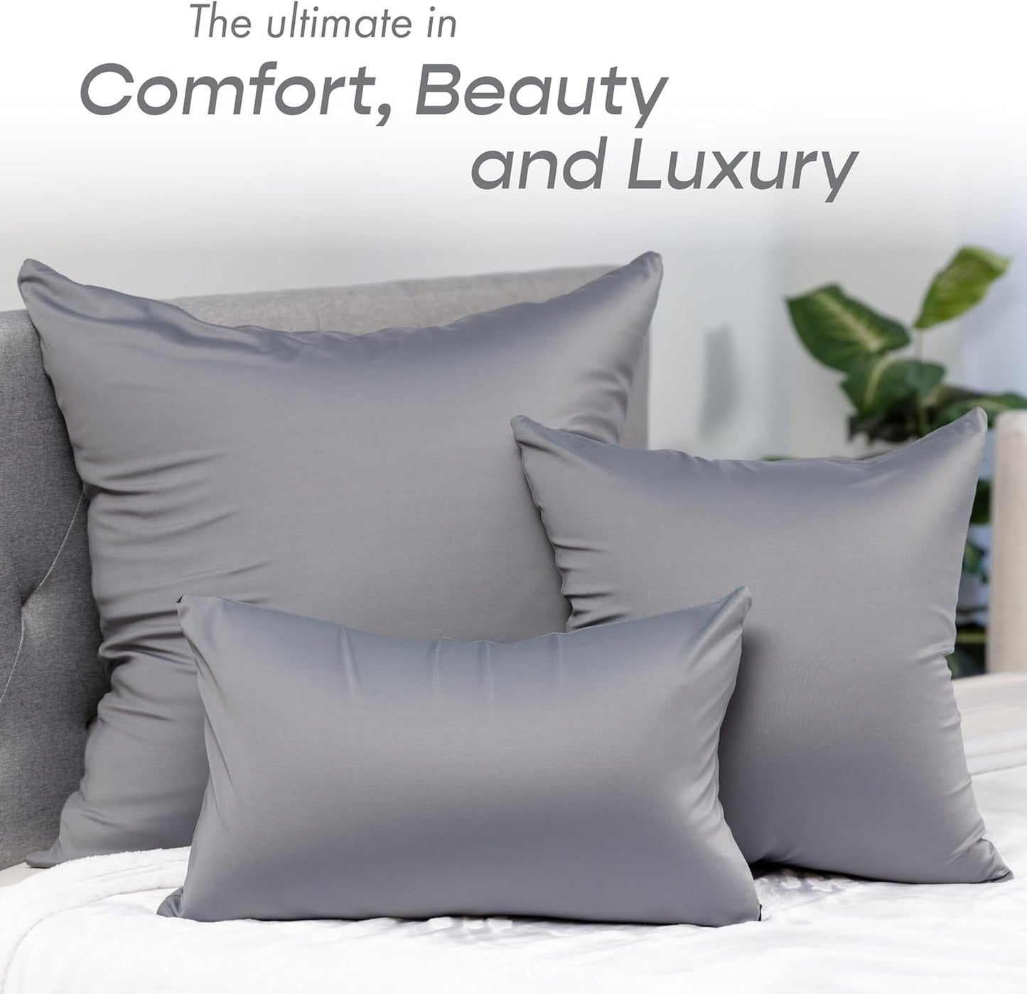 PILLOWY 12" x 20" Throw Pillow - Dark Grey: 1 PCS Luxurious Premium Microbead Pillow with 85/15 Nylon/Spandex Fabric. Forever Fluffy, Outstanding Beauty & Support. Silky, Soft & Beyond Comfortable