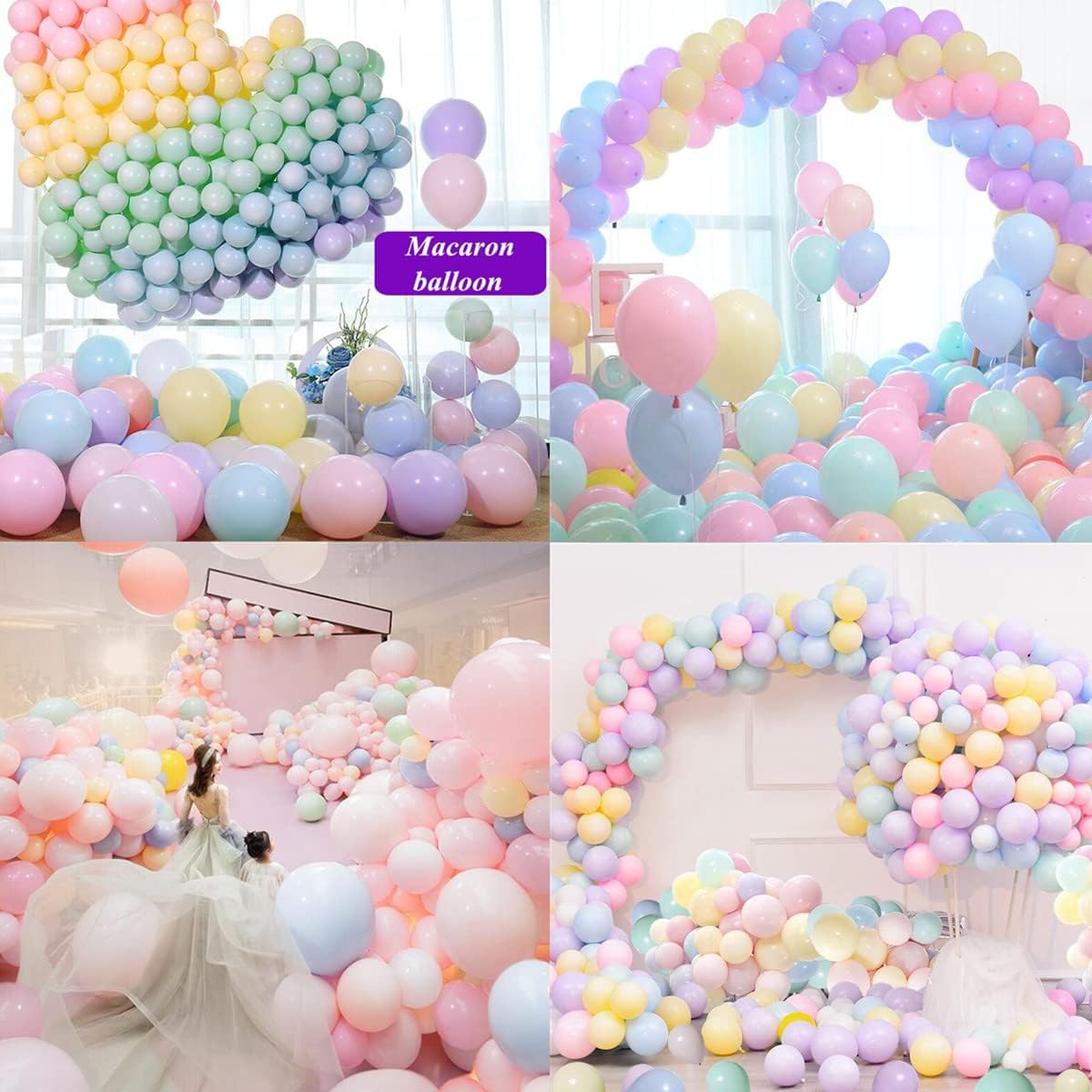 200 Pcs Pastel Balloons 10 Inch and 5 Inch Assorted Macaron Candy Colored Latex Balloons Pastel Rainbow Balloons Different Sizes 12 Kinds Colors Party Balloons