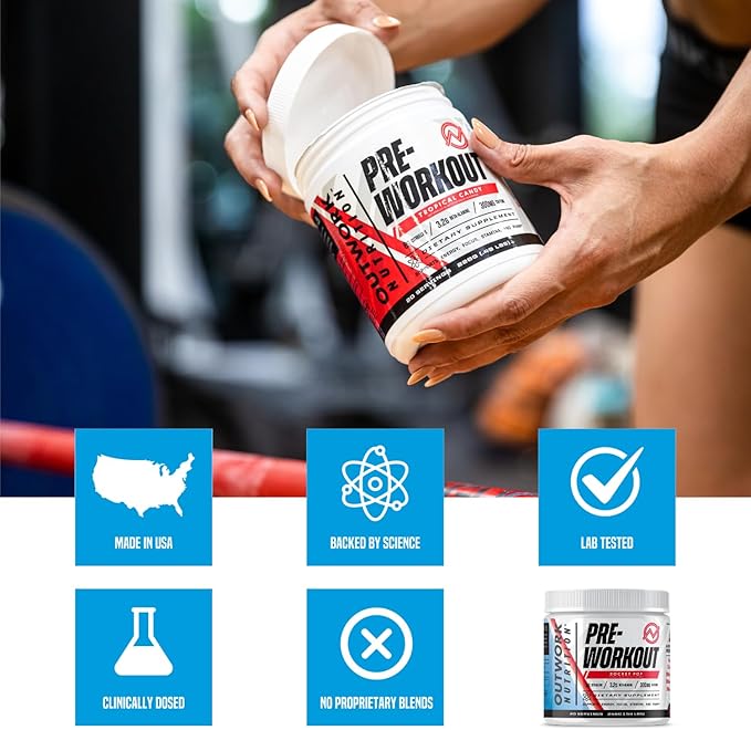 Outwork Nutrition Pre Workout Powder for Men & Women - Pre-Workout Supplements Without Creatine, Nootropic Preworkout with Citrulline Malate Beta Alanine Taurine Rhodiola Caffeine (Rocket Pop)