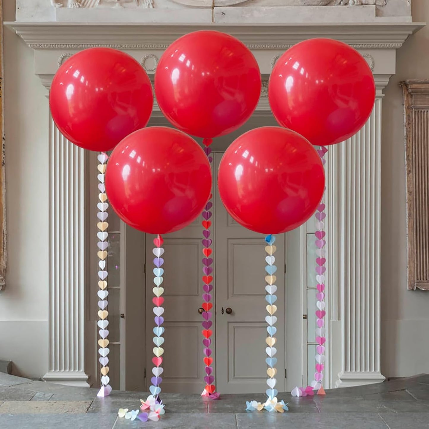 Giant 36 inch Jumbo Red Balloons - 4pcs Latex Balloons for Birthday, Wedding, Photo Shoot, Christmas Decoration