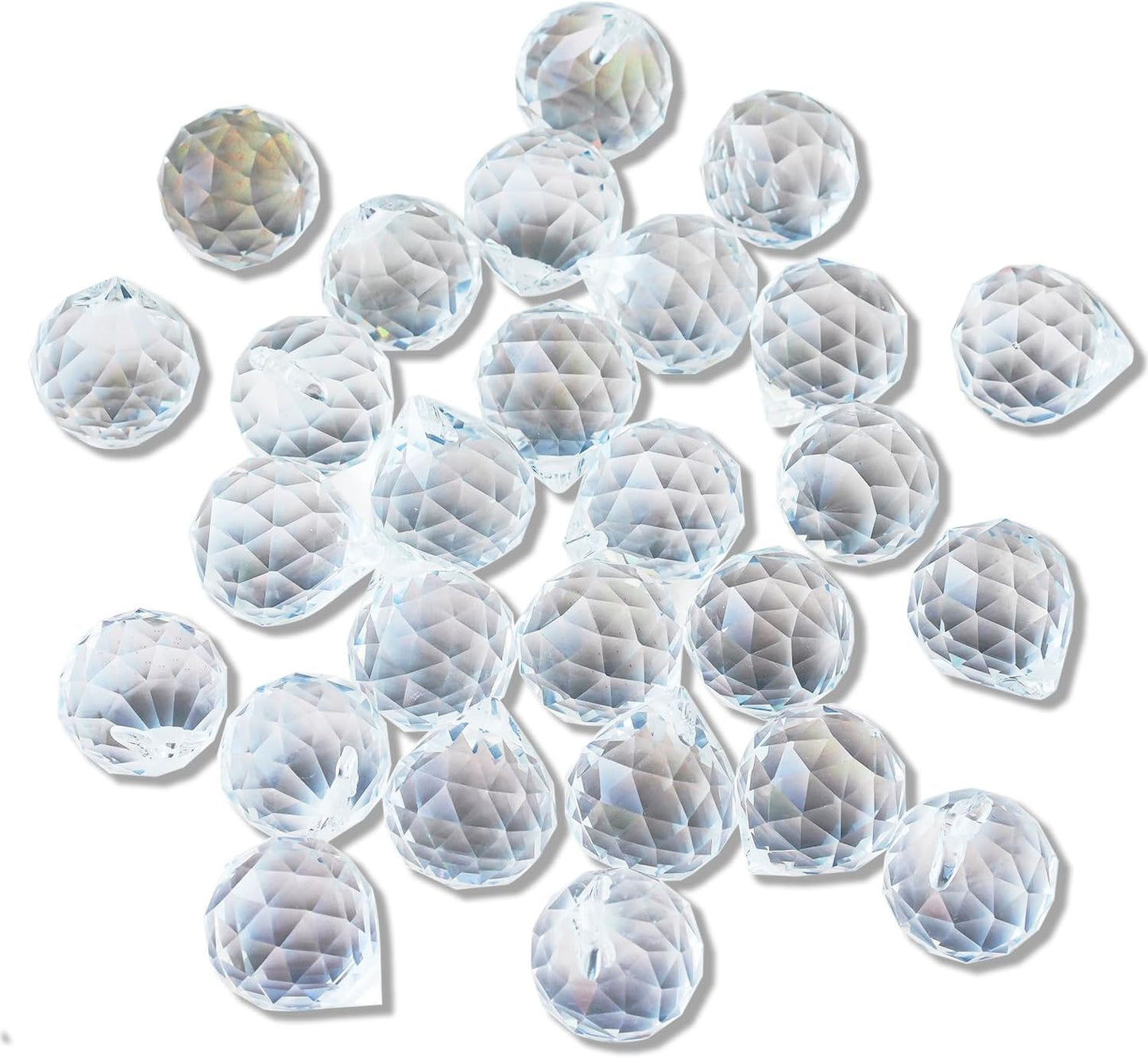 24pcs Clear Crystal Decorative Ball Prism Suncatchers for Windows Hanging Wedding Party DIY Decoration,20mm