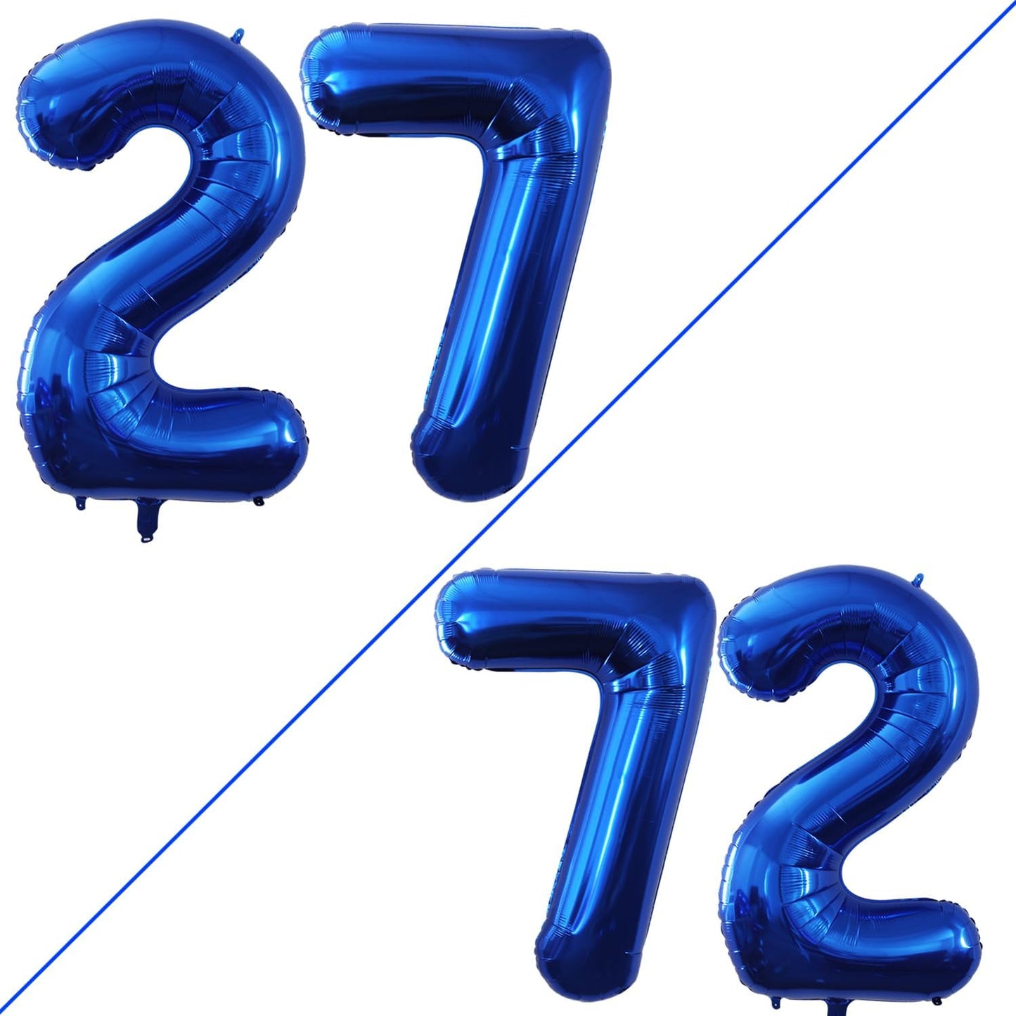 GOER Number 27 Balloons for 27th Birthday Party Decorations,42 Inch Jumbo Foil Helium 72 Balloons for 72nd Birthday Party Decoration (Blue)