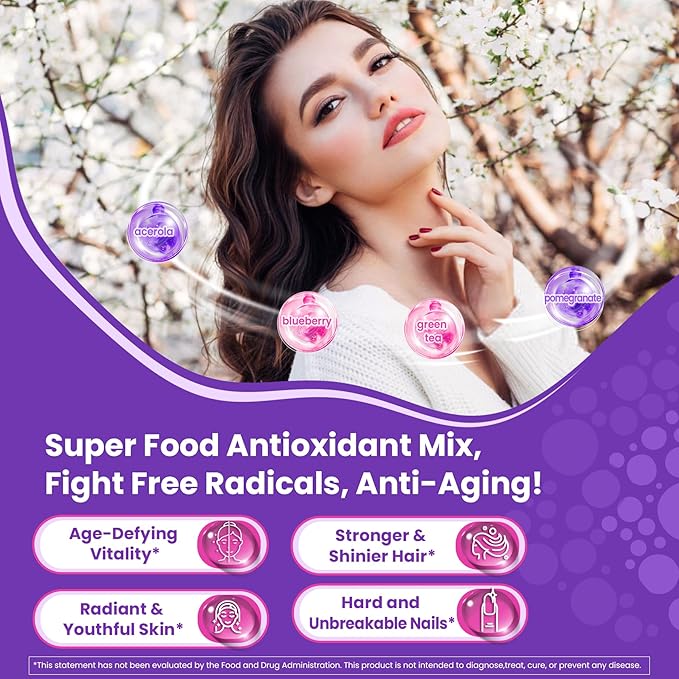 Collagen Gummies for Women & Men 3000mg, Hydrolyzed Collagen Peptides with Antioxidant Blend & Digestive Enzymes, Multi Collagen (Type I,II,III,V,X) for Anti-Aging, Hair, Skin, Nails, Sugar Free,60Cts