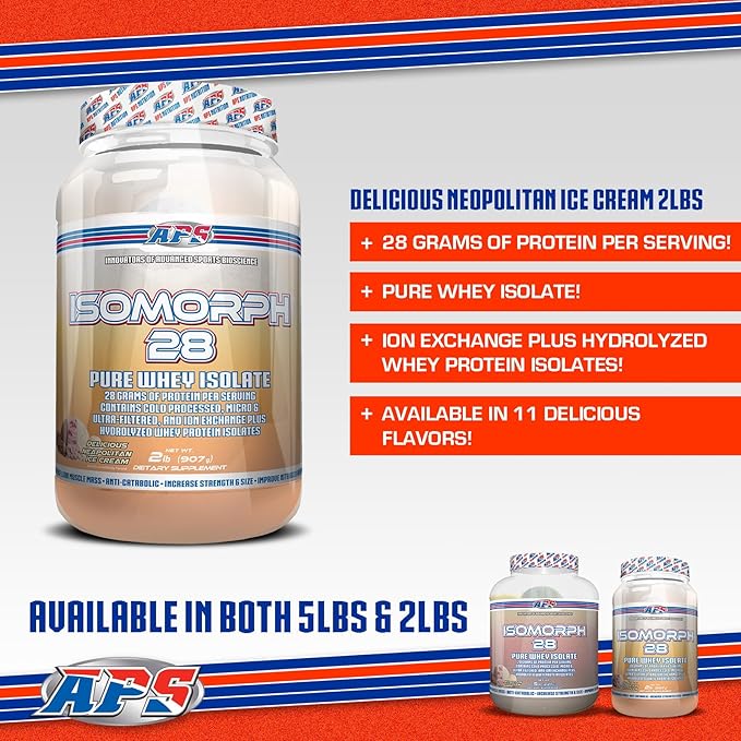 APS Nutrition Isomorph 28 Whey Powder, Neapolitan Ice Cream, 2 Pound