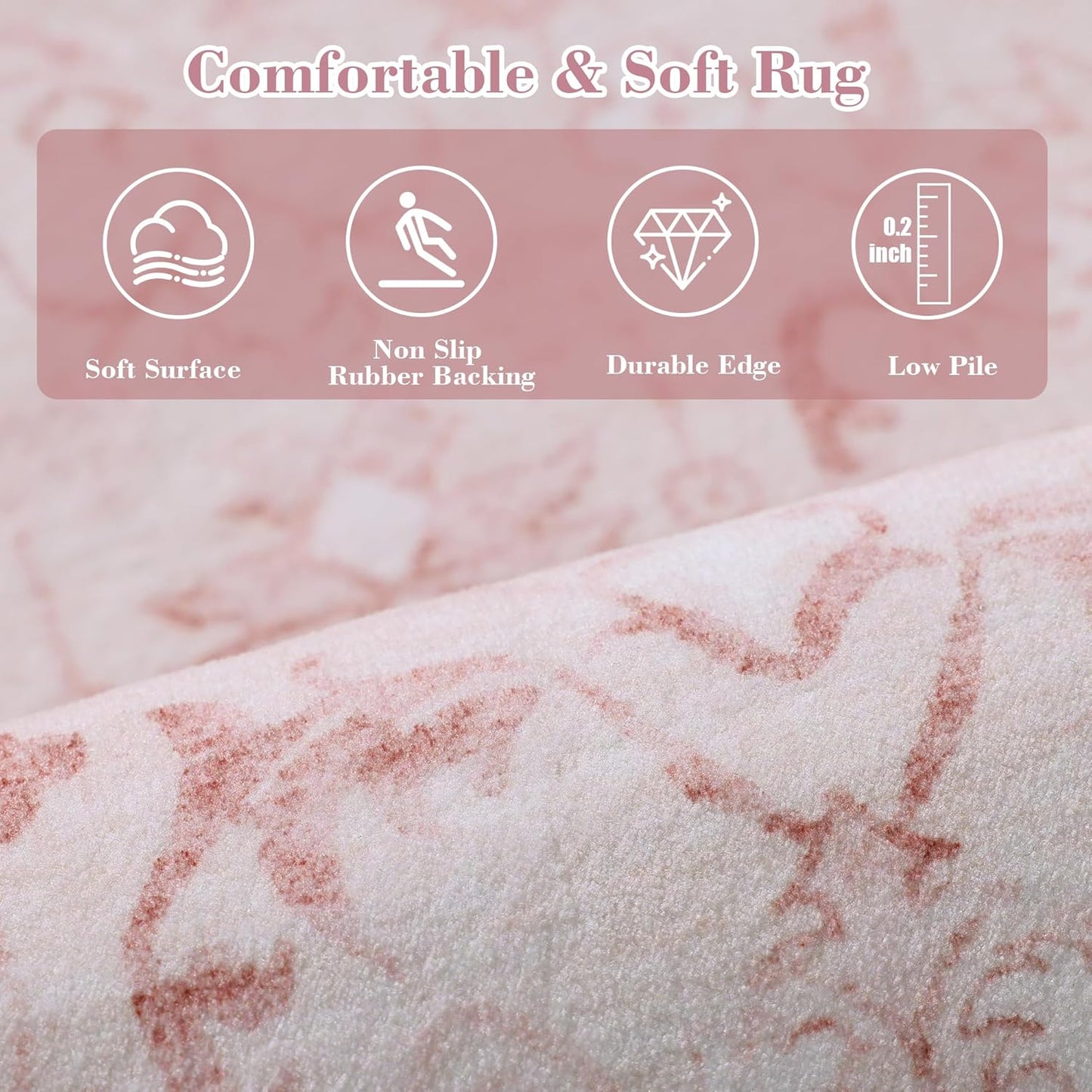 Deerly Pink Area Rugs 9x12 for Living Room Soft Non-Slip, Large Bedroom Rug Vintage Dining Room Rug Tribal Farmhouse Carpet for Dining Room Office Green