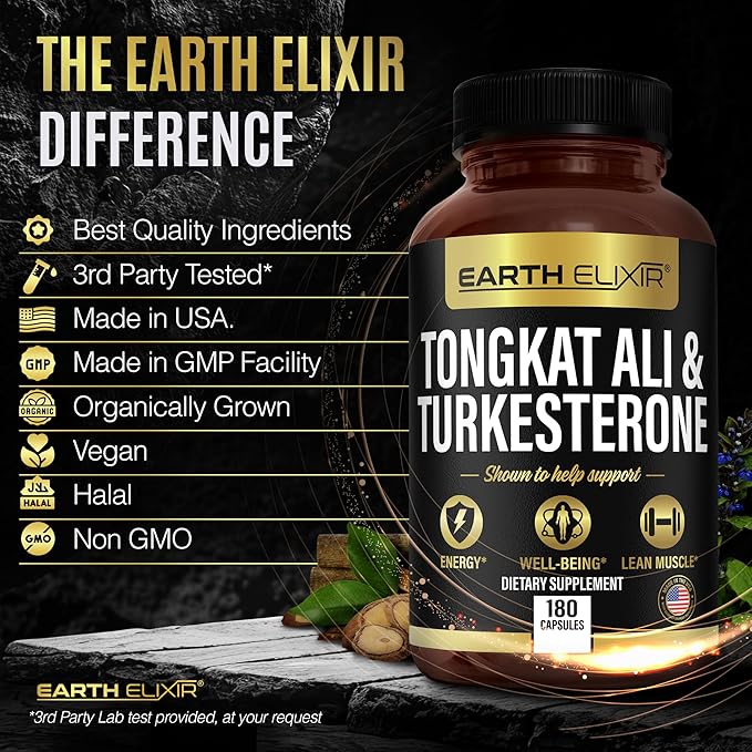 Turkesterone Tongkat Ali for Men and Women – 2-in-1 Natural Testosterone Support for Energy & Fitness - High Potency Turkesterone Supplement for Men with Tongkat Ali –– Pure Non-GMO Formula
