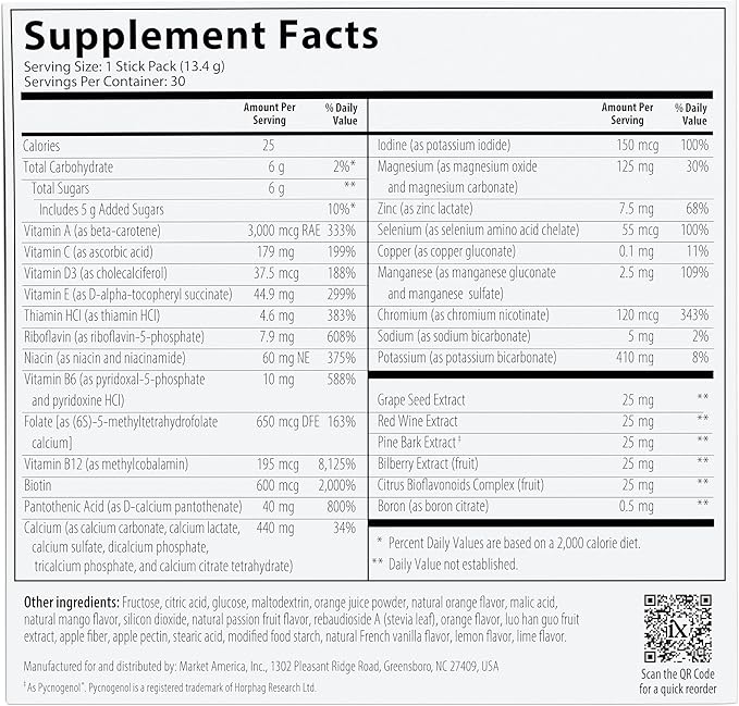 Isotonix® Daily Essentials Multivitamin Powder Packets – 4-in-1 Formula with Multivitamin, Activated B-Complex, Calcium Plus & OPC-3 with Pycnogenol® – Isotonic Delivery – Gluten Free-30 Packets