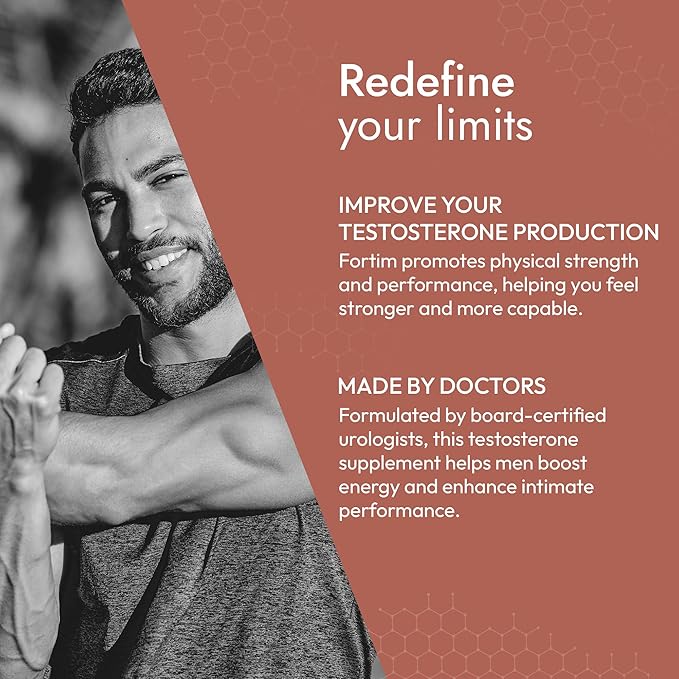 Fortim - Testosterone Support Supplement | Made by Doctors | for Vitality and Hormonal Health | with Fenugreek, L-Citrulline, Tongkat Ali | for Energy, Endurance, and Stamina | 60 Capsules