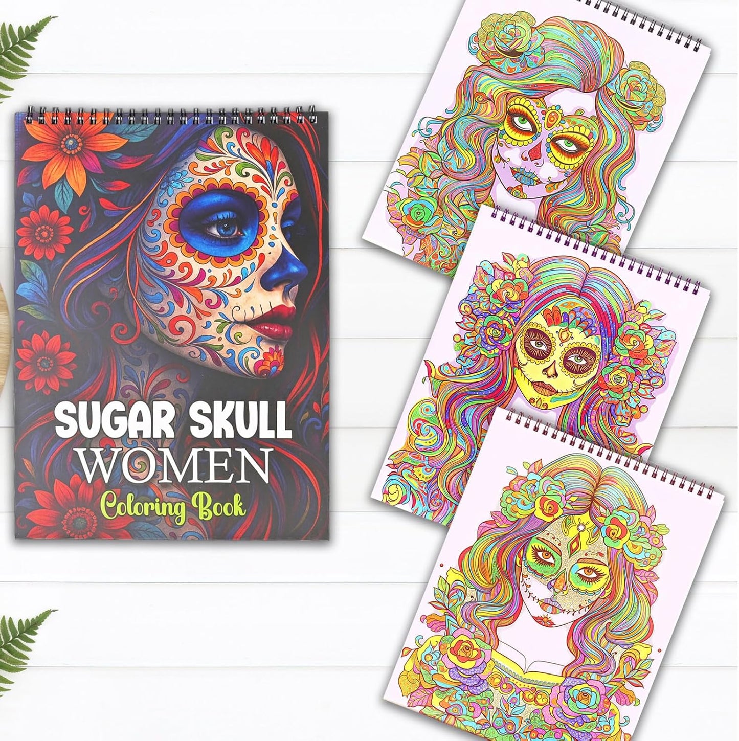 Bondream Sugar Skull Coloring Book for Women,Spiral Bound Adult Coloring Book for Relaxation & Mindfulness, 24 Single-Sided Pages Creative Arts & Crafts Sugar Skull Stress Relief Gift