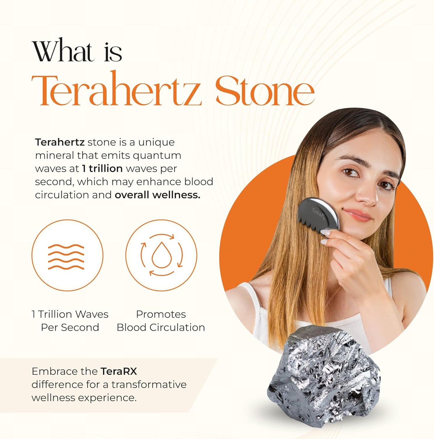 TeraRX® Terahertz Gua Sha Comb – Authentic Terahertz Massage Tool for Scalp, Face & Neck – Anti-Static Scalp Massage Comb for Tension Relief, Circulation & Daily Self-Care Routine