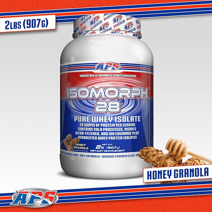 APS Nutrition Isomorph 28 Protein Powder | Pure Whey Isolate | Cold Pressed, Ultra- Filtered, & Ion Exchange Isolates | 28g Protein | 2 Pound (Honey Granola)