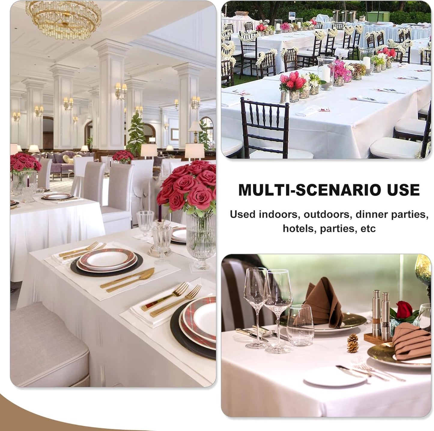 Fitable Black Rectangle Tablecloths for 6 Foot Tables, 6 Pack - 70 x 108 Inches - Stain Resistant and Washable Table Clothes, Polyester Fabric Table Covers for Wedding, Party, Banquet, Buffect