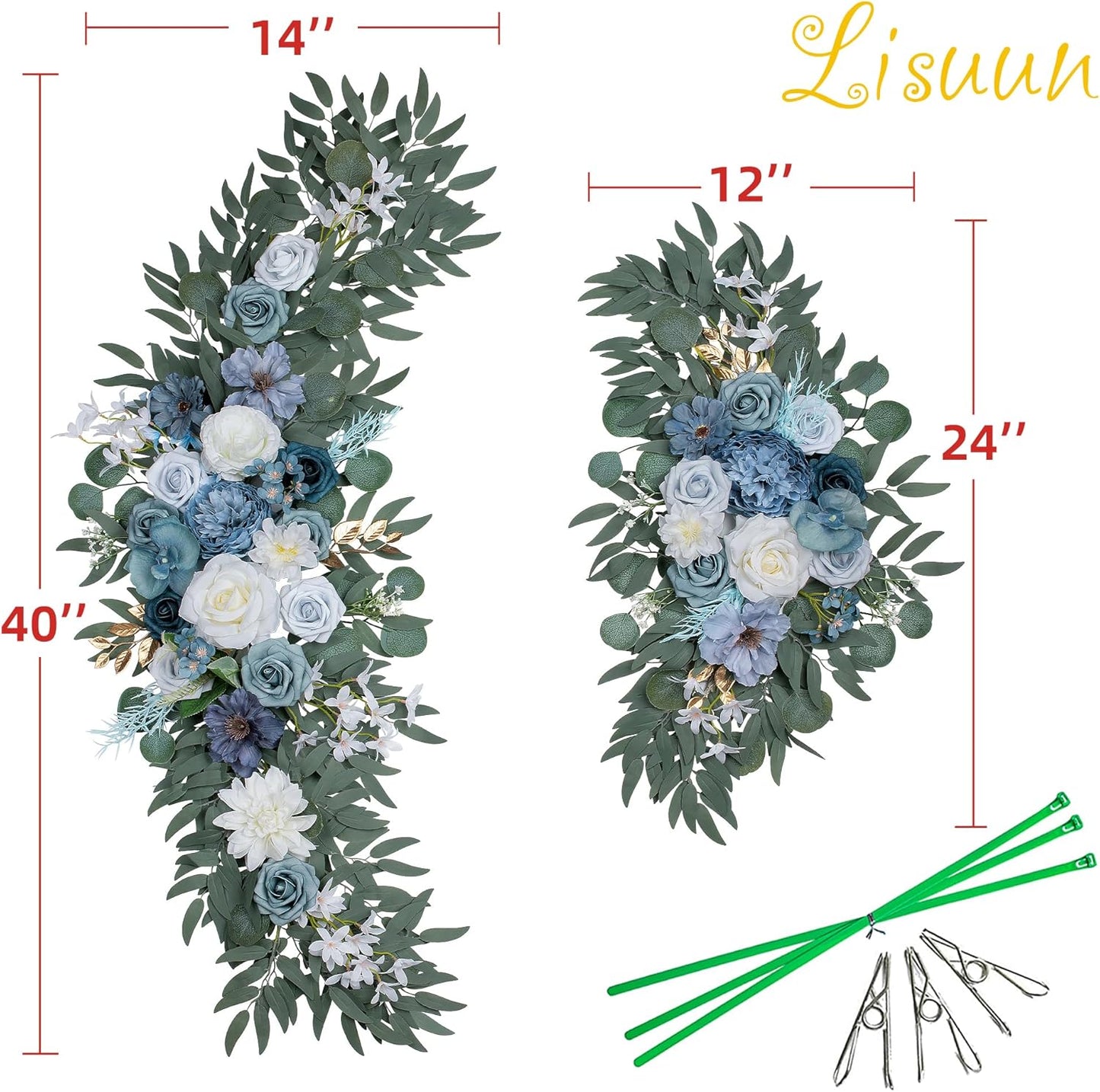 Wedding Arch Flowers, Artificial Flowers for Decoration, Large Flower Swag for Boho Styles Wedding Ceremony Floral Decor - Pack of 2