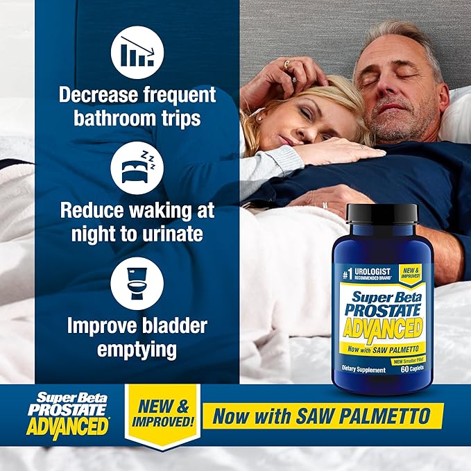 Advanced with Saw Palmetto - Prostate Health Supplements for Men, Bladder & Urinary Support with Beta-sitosterol, Reishi, Saw Palmetto, Vitamin D, Zinc Oxide, Selenium - 60 Count