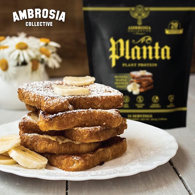 Ambrosia Planta - Premium Organic Plant-Based Protein | Vegan & Keto Friendly | Gourmet Flavors with No Bloating or Stomach Upset | No Added Sugar | 14 Servings | (Banana Maple)