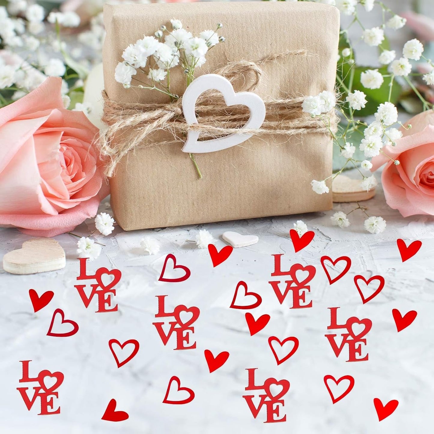 200 Pcs Red Heart Paper Confetti Love Confetti for Valentine's Day Wedding Baby Shower Birthday Party Table Decoration Supplies