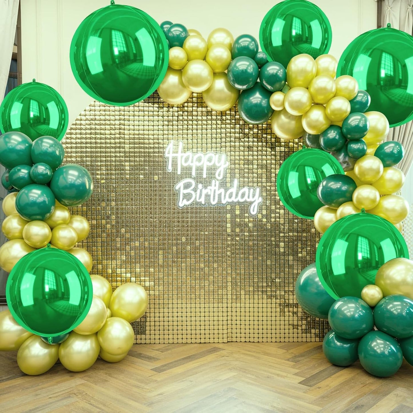 Green Foil Balloons, 6 Pcs Large Green Metallic Round Balloons, 22 Inch Big Round Foil Balloon for Graduation Birthday Party Baby Shower Wedding Decorations
