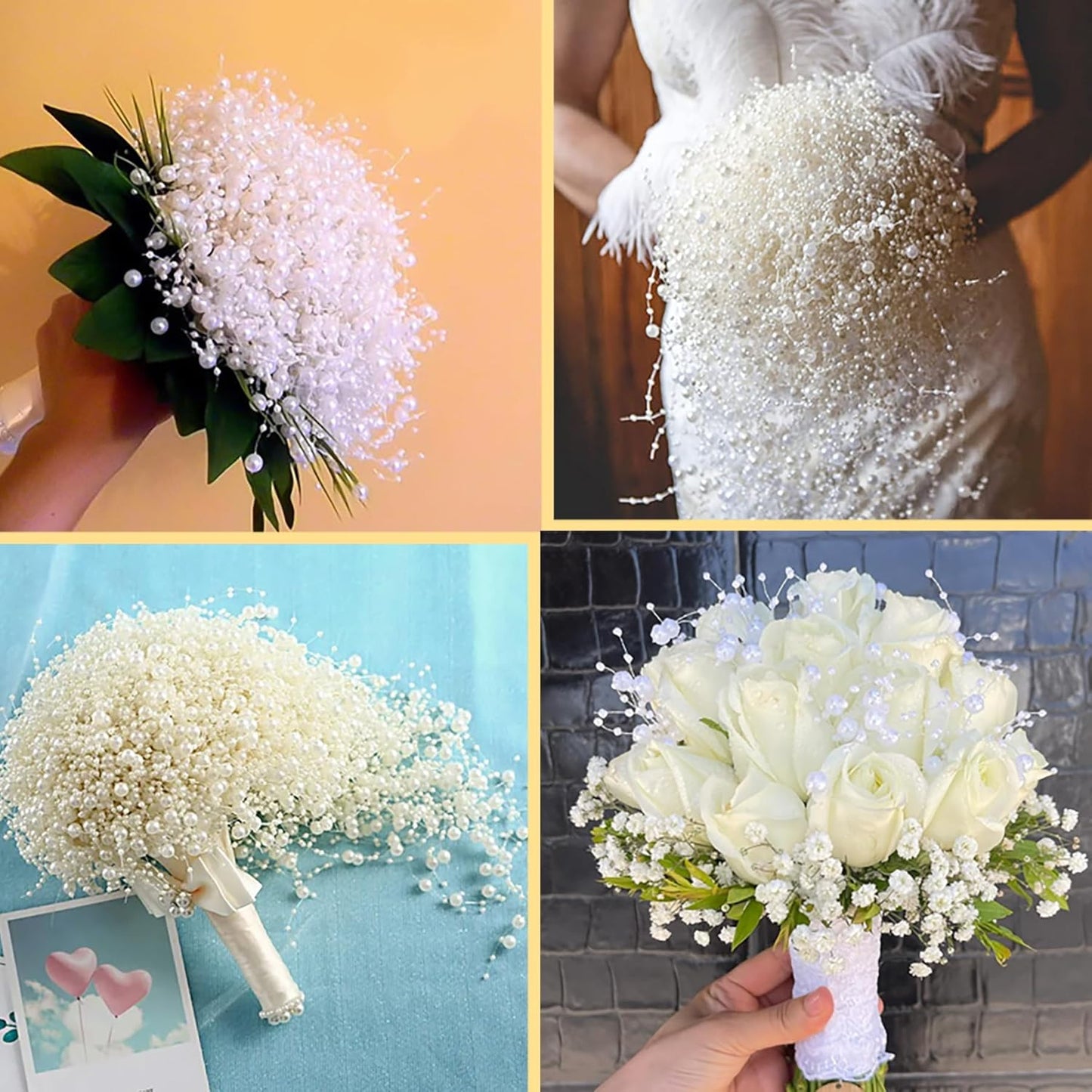 50 PCS Artificial Floating Beads for Centerpieces Vases, Rose Gold 8+3mm String Beads for Wedding Party Faux Pearl String for Decorating, Vase Filler