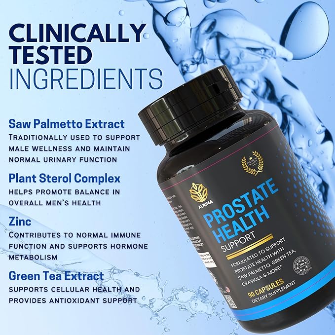 Prostate Support Supplement for Men – Halal Certified, Saw Palmetto, Beta-Sitosterol, Pygeum, Zinc, Selenium – Urinary & Prostate Health – 3 Capsules Daily – 60 Capsules