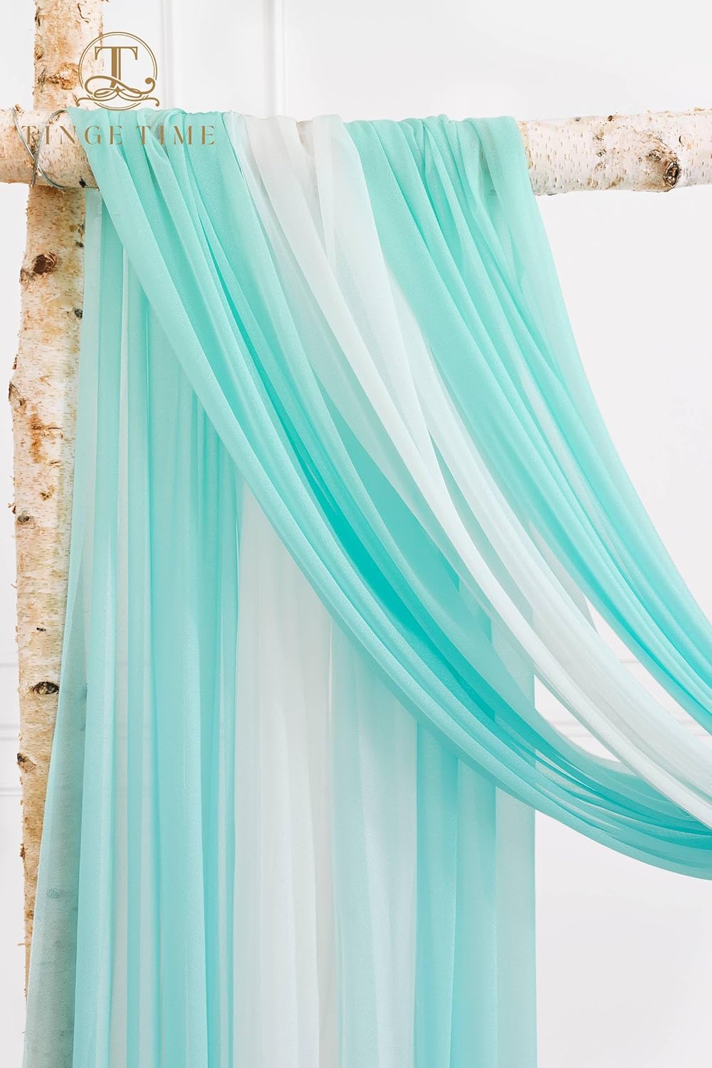 TINGE TIME 3 Panels Wedding Arch Draping Fabric, 30" x 20ft Light Teal Chiffon Fabric Drapery Sheer Backdrop Curtain for Weddings Ceremony Party Decoration, Wedding Arch Drapes for Weddings Ceremony