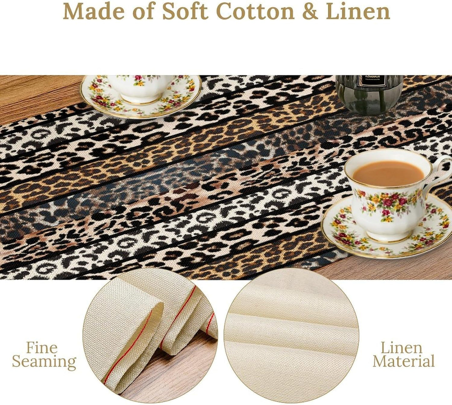 Cow Patchwork Print Table Runner, Country Farm Animal Fur Skin Farm Safari Wildlife Pattern Table Runner for Dinner Dinning Home Kitchen Living Room Party Holidays Setting, 13x36 Inch