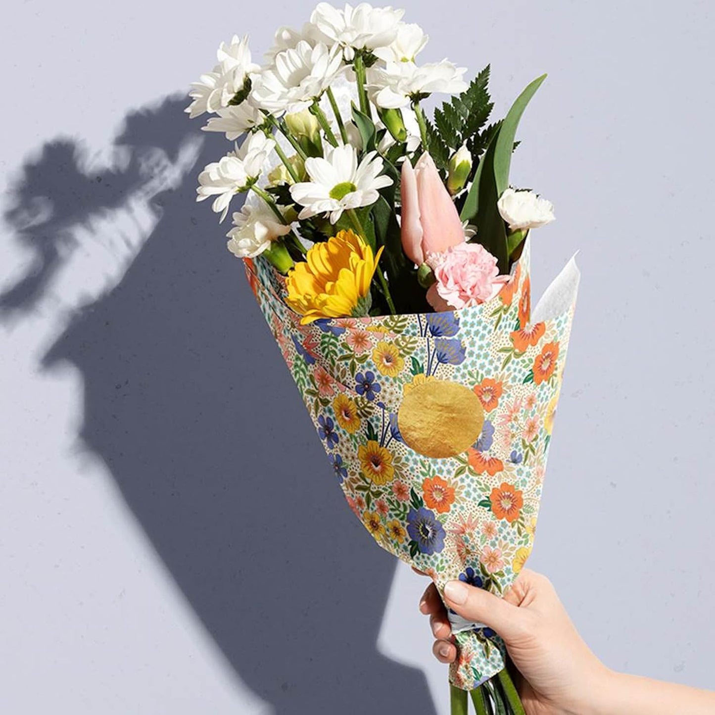 Colors of Rainbow – 12 Sheets - 20 inch X 29 inch - Italian Print Gift Tissue Paper for Decoupage Basket Bag Party Crafts (Golden Floral)